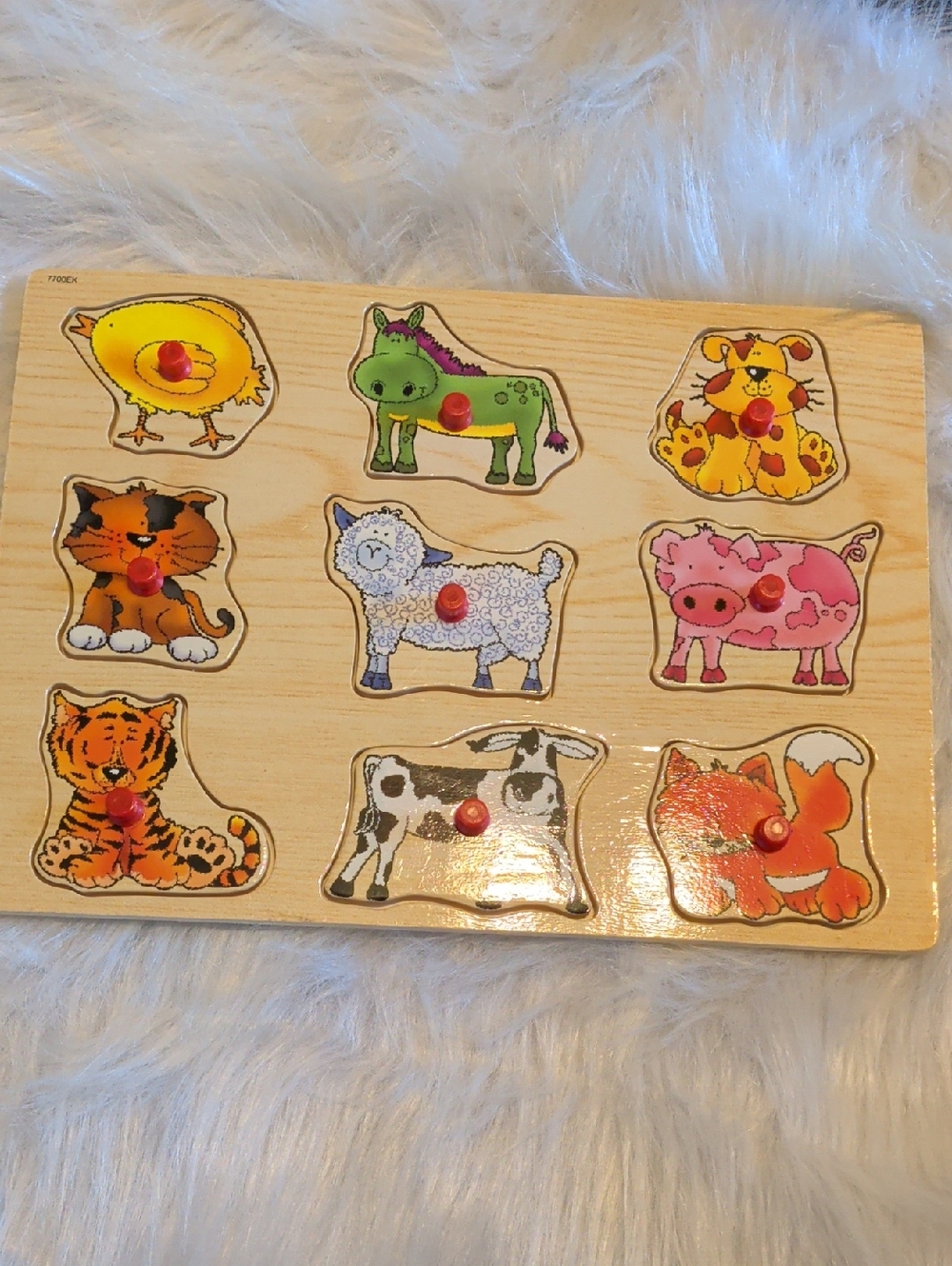 Wooden Animal Knob Puzzle - Colorful Farm & Pet Pieces